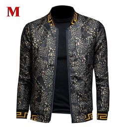 MENNE 2020 New men jacket Golden print Pattern baseball jacket men zipper coat T200502