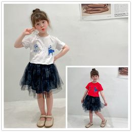 Jungen Mädchen Kleidungsstücke Designer Kinder Prinzessin Outfts Sommer Kinderbrief bedruckt Kurzarm Tee Shirts Shorts Röcke 2pcs Kleidung Anzüge C7017