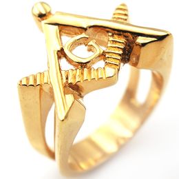 Stainless Steel Free Masons Rings Retro Gold Freemason Signet AG Ring Freemasonry Fraternal Association men's and women's Jewellery