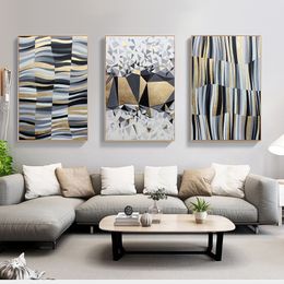 Wall Decor Black And White Colour Block Stitching Posters and Prints Oil Painting on Canvas Cuadros Pictures for Living Room Bedroom