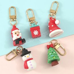 Christmas Cartoon Santa Claus Elk Snowman Keychain PVC Cute Doll Christmas Tree Key Chain Key Ring New Year Xmas Trinket Gifts