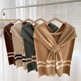 Bow Ties Fashion Striped Knitted Fake Collar Shawl For Women's Winter Warm Neck Protector Shoulder Wrap Sacrf Detachable False Collars Fred2