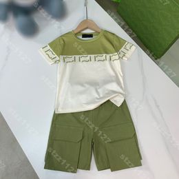 maroon shirts UK - designer kids green t shirts shorts set casual sports cargo pants set luxury tracksuit short sleeve tee sibling 2 piece suit logo f..di brand size 100-160 baby clothes