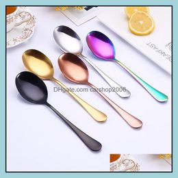 Spoons Flatware Kitchen Dining Bar Home Garden Gold Plated Table Good Quality Glossy Colorf Stainless Steel Slotted Dish Restaurant El Dr