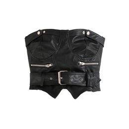 Black PU Leather Tube Top Women Back Zipper Sashes Sexy Ladies Cropped Seamless Strapless Crop Bra 220318