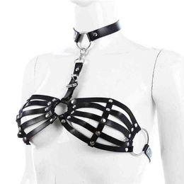 Erotica Adult Toys PU Faux Leather bra chest restraint harness bondage roleplay Fancy Costume 220507
