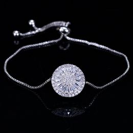 Bracciale rotondo con zirconi cubici AAA Braccialetti con ciondoli da donna regolabili Bracciale in rame moda di lusso gioielli firmati per le donne Argento Amico del partito Regalo per adolescenti