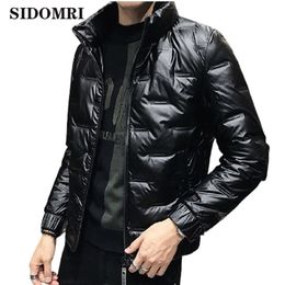 Winter Men's Down Jacket 80% White Duck Down Parka Thick Warm Stand Collar Outwear Black Glossy Men's Down Coat High Quality 201128