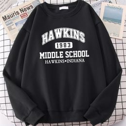 Brand 1983 Middle School Print Sweatshirts Men Autumn Fleece Oversized Hoodie Crewneck Hip Hop Clothes Warm Hoodies 220816