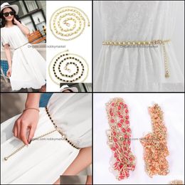 Belts Accessories Fashion 1Pcs Women Strap Dress Belt Pearl Decorative Elegant Ladies Metal Adjustable Thin Waist Chain Clothess Drop Deli