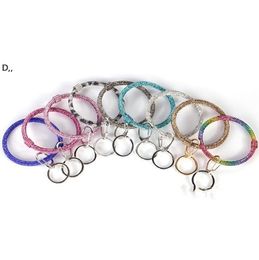 Silicone Wrist Key Ring Women Bangle Circle Car Key Chain Glitter Crystal Rhinestone Bracelet Keychain Ewelry Party Favor GCB14892