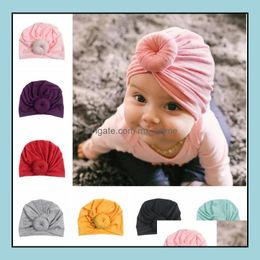 Caps Hats Europe Infant Baby Girls Hat Knot Headwear Child Toddlers Kids Beanies Turban Children Hair Accessories M189 D Mxhome Dhcgj