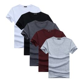 Высококачественные моды мужские футболки повседневный с коротким рукавом футболка мужская сплошная повседневная хлопковая футболка для футболки летняя одежда 6 шт. / Лот 220408