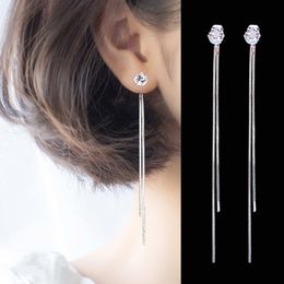 Dangle & Chandelier Zircon Crystal Tassel Long Earrings For Women Punk Female Elegant Party Jewley Trendy Accessories 2022Dangle