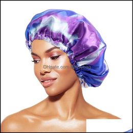 Beanie/Skl Caps Women Tie Dye Waterproof Shower Cap Eva Lining Bonnet Ela Dhfgq
