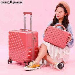 pcsset Travel Suitcase ''inch Rolling Luggage Carry Our Cabin Trolley Case Women Set With Cosmetic Bag Fashion J220708 J220708