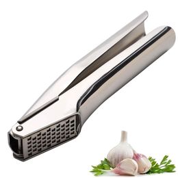 Garlic Press 304 Stainless Steel Garlic Crusher Rust Proof Heavy Duty Garlic Mincer With Square Hole Kitchen Tools 210319