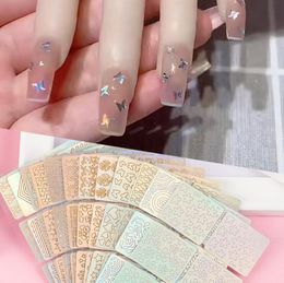 quality New Salon 24 Type Hollow Laser Nail Art Sticker Stencil Set Gel Polish Nail Vinyl Tip Transfer Guide Template Nail Decals Stickers