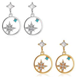 Dangle & Chandelier Rhinestone Circle Star Hoop Earrings For Women Earring Girls Lady Fashion Jewellery