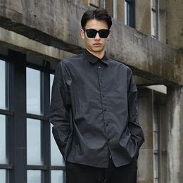 Men's Casual Shirts Men High Street Fashion Punk Hip Hop Long Sleeve Loose Male Women Japan Dark Style Dress Shirt Stage Show CostumesMen's