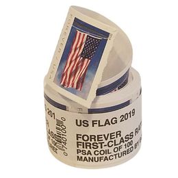2022 Forever USA flag roll of 100 first class mailing parking envelopes mail supplies wedding Engagement office use on Sale