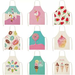 UPS Personalized Aprons Ice Cream Dessert Black Female Couples Kids Bib Canvas Kitchen Apron For Cooking Baking Restaurant Pinafore