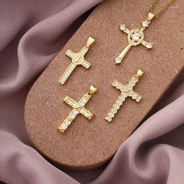 Pendant Necklaces Fashion Simple Cross Necklace For Boy Girl Gold Colour Stainless Steel Chain Jesus Christian Jewellery GiftPendant Sidn22