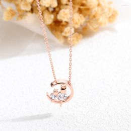Pendant Necklaces Summer Copper Plated Rose Gold Animal Necklace Pave Cz Female AccessoriesPendant NecklacesPendant Godl22