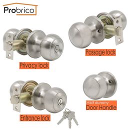 Probrico door handles for Interior doors Front Back door knob lock cylinder/latch Bedroom Bathroom wooden gate lock dummy handle 201013