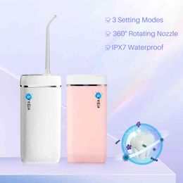Electric Mini Oral Irrigator Water Flosser IPX7 Rechargeable Portable Cordless with 3 Modes for Adults Daily Teeth Care Beauty 220510