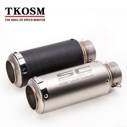 scooter exhaust pipes UK - TKOSM 60MM 51MM SC Motorcycle Exhaust Pipe Scooter Laser Modified Carborn Firber SC Muffler pipe For KAWASAKI ZX6R R6 Z1000 K6 K7 279z