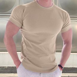 Men's T-Shirts Summer T-shirt O Neck Solid Colour Skin-touch Sweat Absorption Slim Fit Breathable Pullover Simple Casual Men Tops Male Clothe