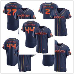 NCAA Navy 2022 Space City Jersey 27 Jose Altuve 2 Alex Bregman 44 Yordan Alvarez 35 Justin Verlander 30 Kyle Tucker 10 Yuli Gurriel 7 Craig