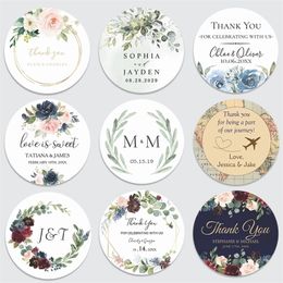 Personalised Round Circle Label StickersWaterproof153inch Custom Name Date Thank You Stickers for Bridal Shower Party Favours 220815