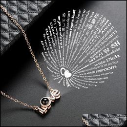 Pendant Necklaces Pendants Jewelry I Love You 100 Languages Necklace Fashion For Women High Quality Charm Dhtrd