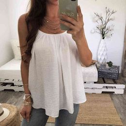 Women Sexy Spaghetti Strap Vest Top Tunic 6XL Summer Pleated Chiffon Tank Tops Camis Ladies Loose Tee Shirt Camisole Plus Size G220414