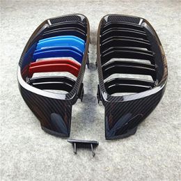 air grill UK - 1 Pair Glossy Black  M Color Grill Double Slat Grille For BMW 4 Series F32 F33 F36 F80 F82 F83 New Model Air Intake Kidney Grill