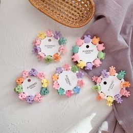 10pc Small Catch Hairpins Flower Hair Clips Hair Accessories Girls Candy Colour Sweet Crown Hairpin Kids Party Gifts Headwear