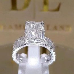 Cluster Rings Milangirl Classic Crystal Cubic Zirconia Women Ring Square Princess Cut Zircon Wedding Anniversary Present JewelryCluster