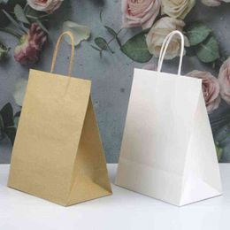 10pcs Solid Kraft Paper Bags Gift Festival Festival Party Cookie Candy Packaging Box Favors Bag Saco de Natal J220714