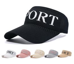 Sports Sun Visor Hat Knitted Sunhat Wide Brim Elastic Baseball Hat Empty Top Cap For kids Women UV Protective Golf Riding Beach Hiking Solid Colours