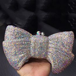 HBP Best Design Bow Shape Ab Rhinestone Wallet Women Handbag Evening Clutch Bags High Quality Lady Diamond Crystal Party Wedding Bag 220717