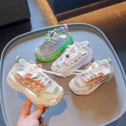 2022 Girls Casual Shoes Light Mesh Sneakers Kids Summer Children Autumn Tenis Cute Sport Cartoon Female Running Sock Footwear G220517
