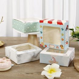 Gift Wrap Egg Tart Packing Box 2/4/6 Cups Wedding Cake And Packaging Cartoon Clear Window Birthday Christmas Event Party Favours BoxesGift