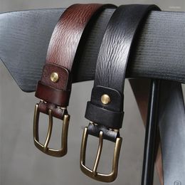 Belts Men's Plus Size Genuine Leather Belt High Quality Full Grain Cowhide Vintage Brass Buckle Casual Jeans Classic Pin BeltsBelts Forb22