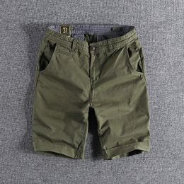 Men's Shorts Summer Chino Pants Heavy Washing And Old Casual Men's European American Retro Trend Youth Five-point PantsMen's