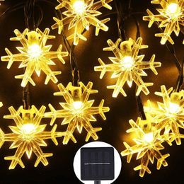 Strings Solar LED Holiday Snowflake Party Decorations String Light Garland Star Fairy Lamps Garden Home Ornaments Christmas Tree DecorLED