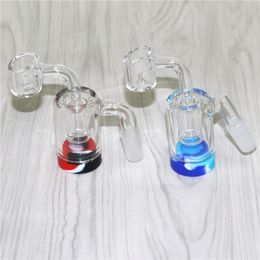 Glass Reclaim Catcher smoking ash catchers handmade 14mm male 90 Degree and 5ml silicone wax containers for dab rigs glass bong