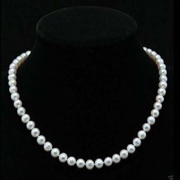 7-8mm Natural White Akoya Freshwater Pearl Necklace 18"