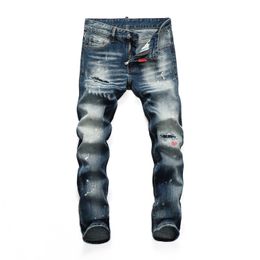 Designer Dsq Pantaloni skinny piedi Jeans uomo strappati D2 Paint Splatter Retro blu dritto Jean streetwear Beggar Streepants paillettes di alta qualità